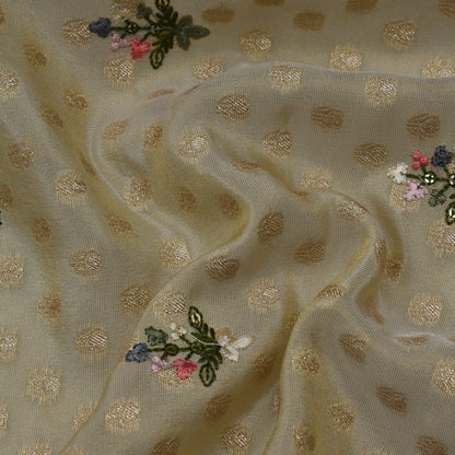 Beige Color Tissue Booti Fabric