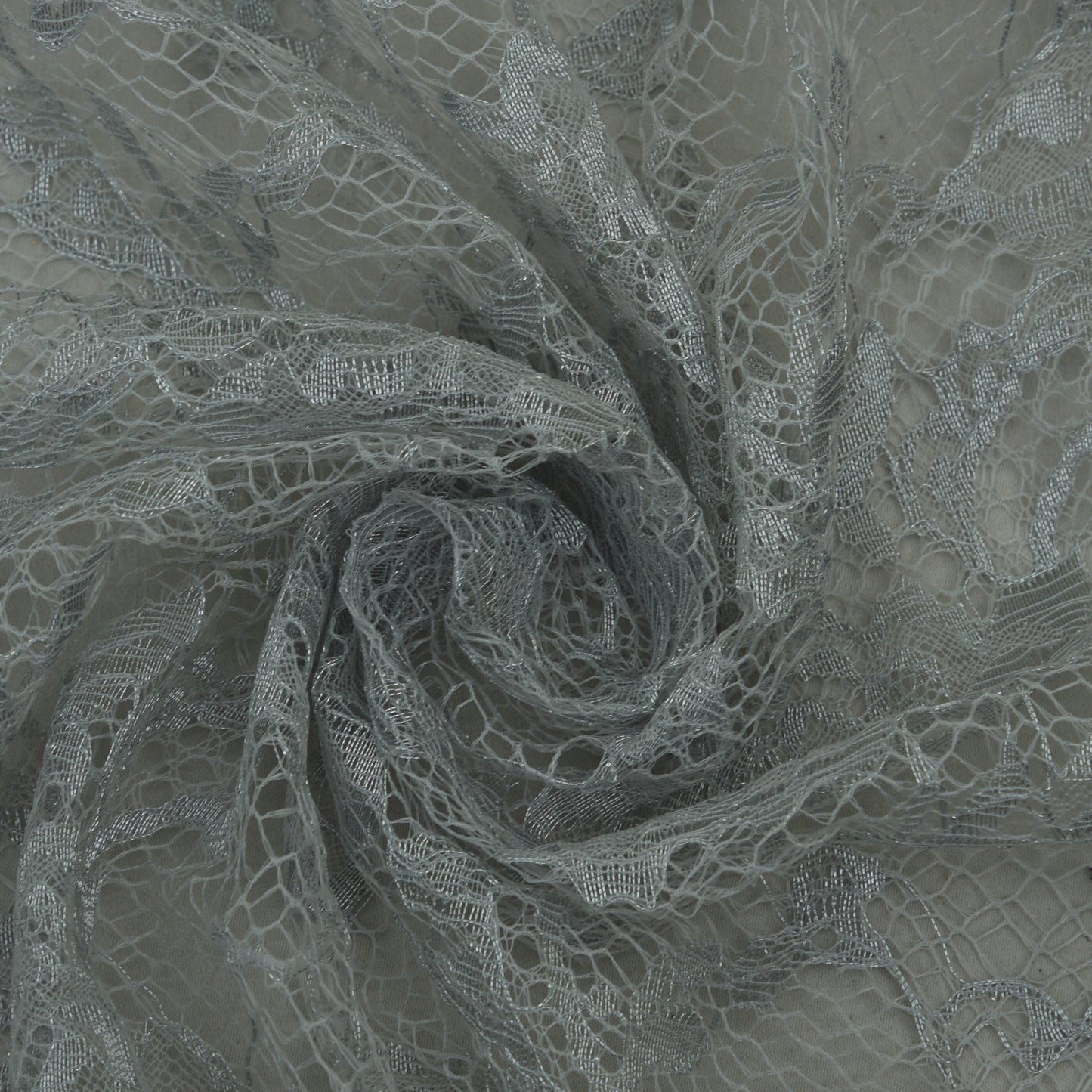 Grey Color Chantilly Lace Fabric