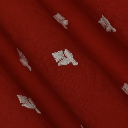 Red Color Cotton Booti Fabric