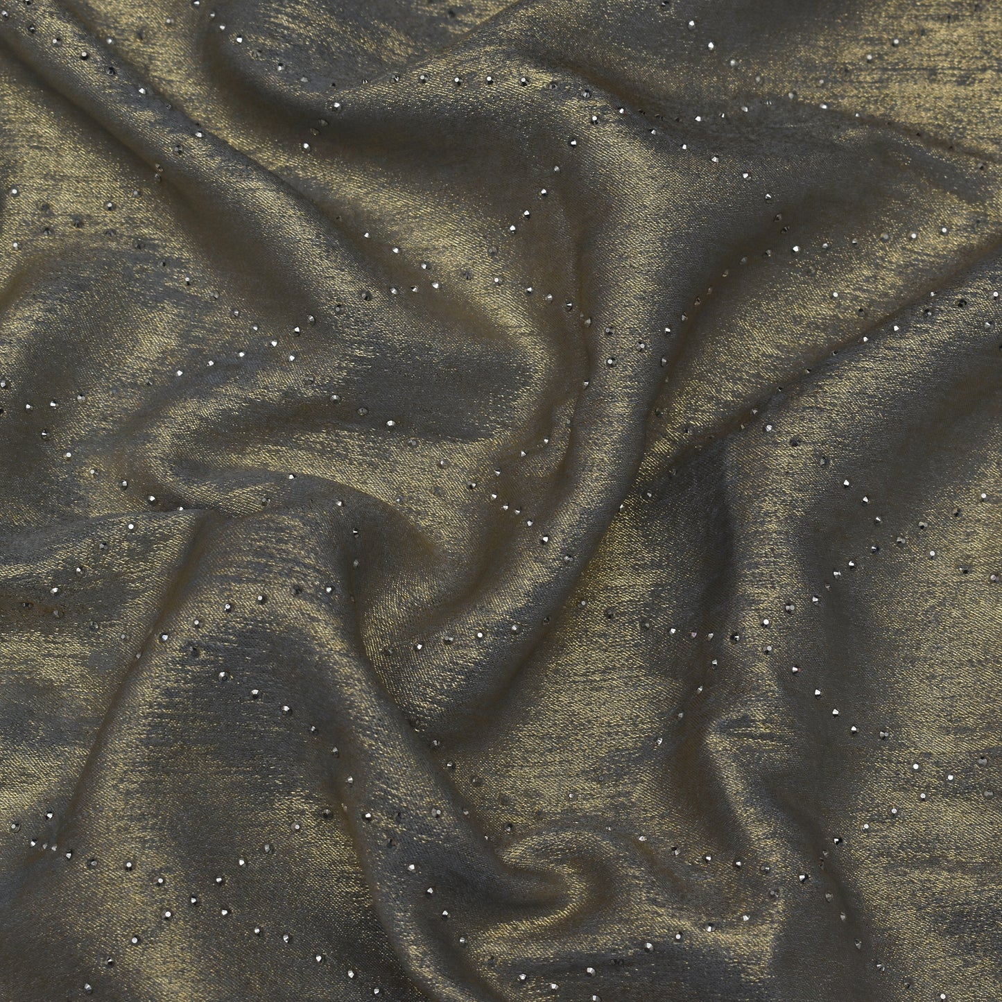 Grey Color Georgette Foil Mukaish Fabric