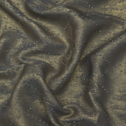 Grey Color Georgette Foil Mukaish Fabric
