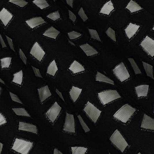 Black Color Organic Cotton Embroidery Fabric