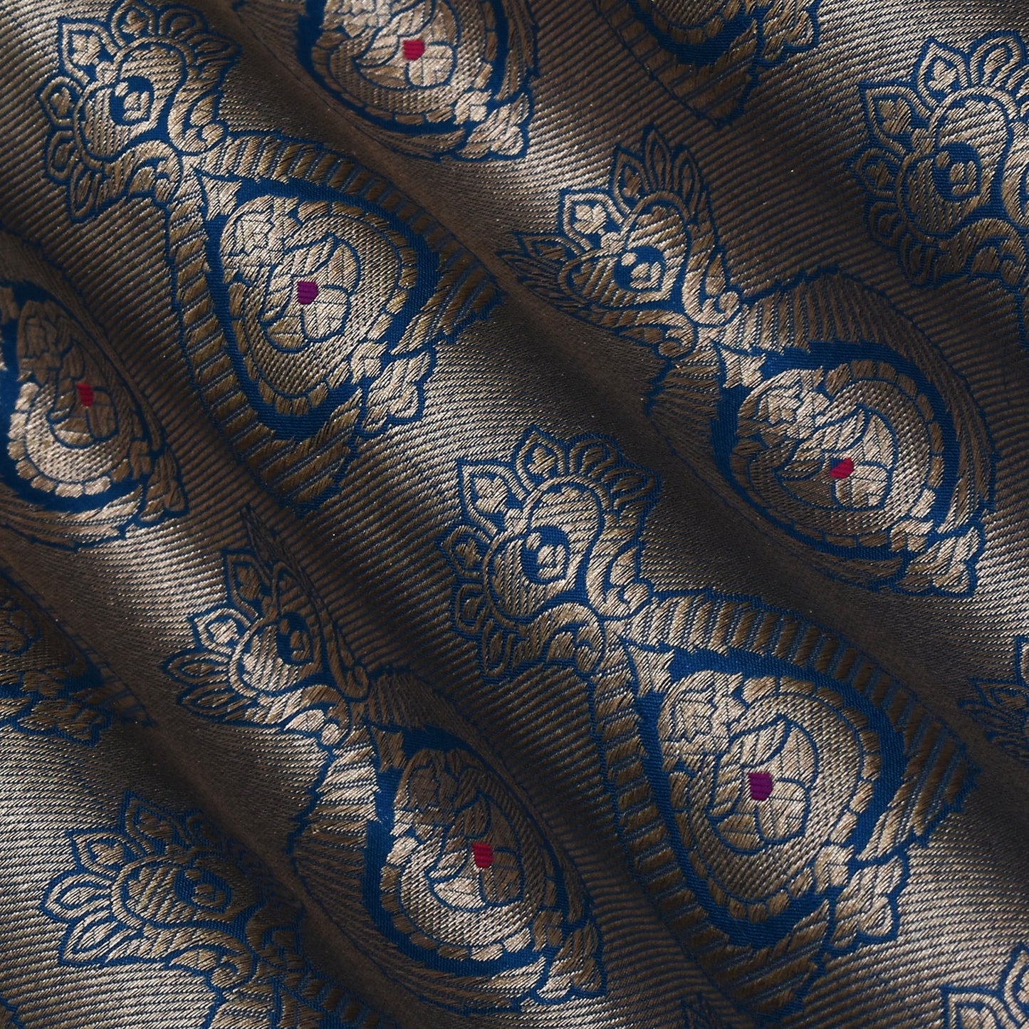 Teal Blue Color Brocade Fabric