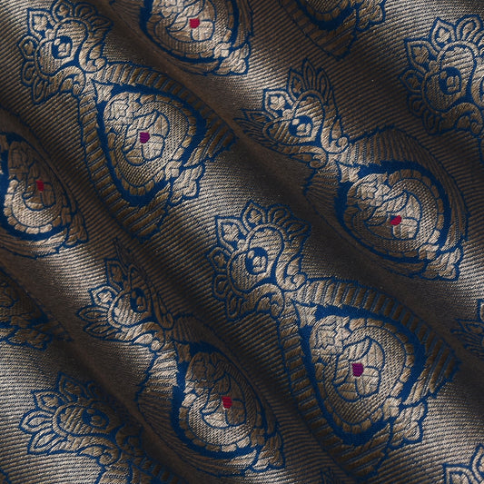 Teal Blue Color Brocade Fabric