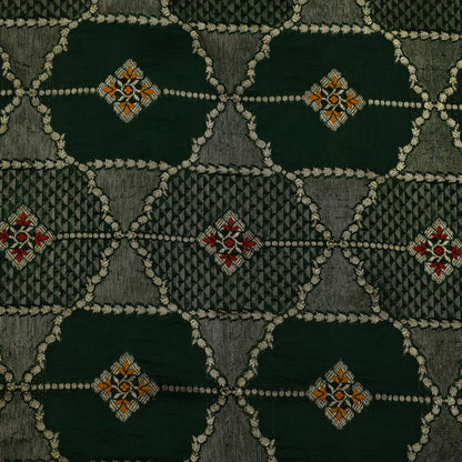 Bottle Green  Color Katan Meena Brocade Fabric