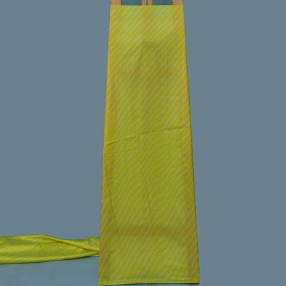 Lemon Color Slub Tussar Print Fabric