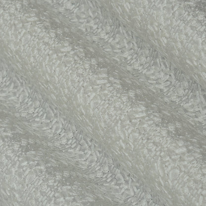 White Color Slub Silk Embroidery Fabric