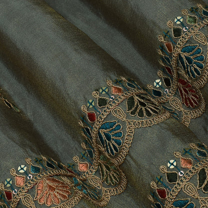 Mint Green Color Tissue Booti Embroidery Fabric