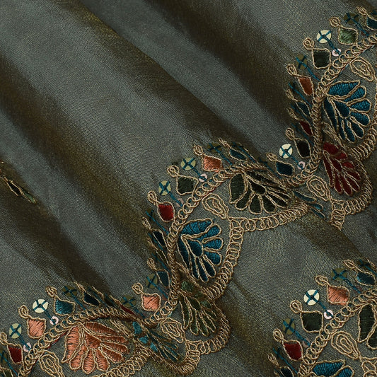 Mint Green Color Tissue Booti Embroidery Fabric