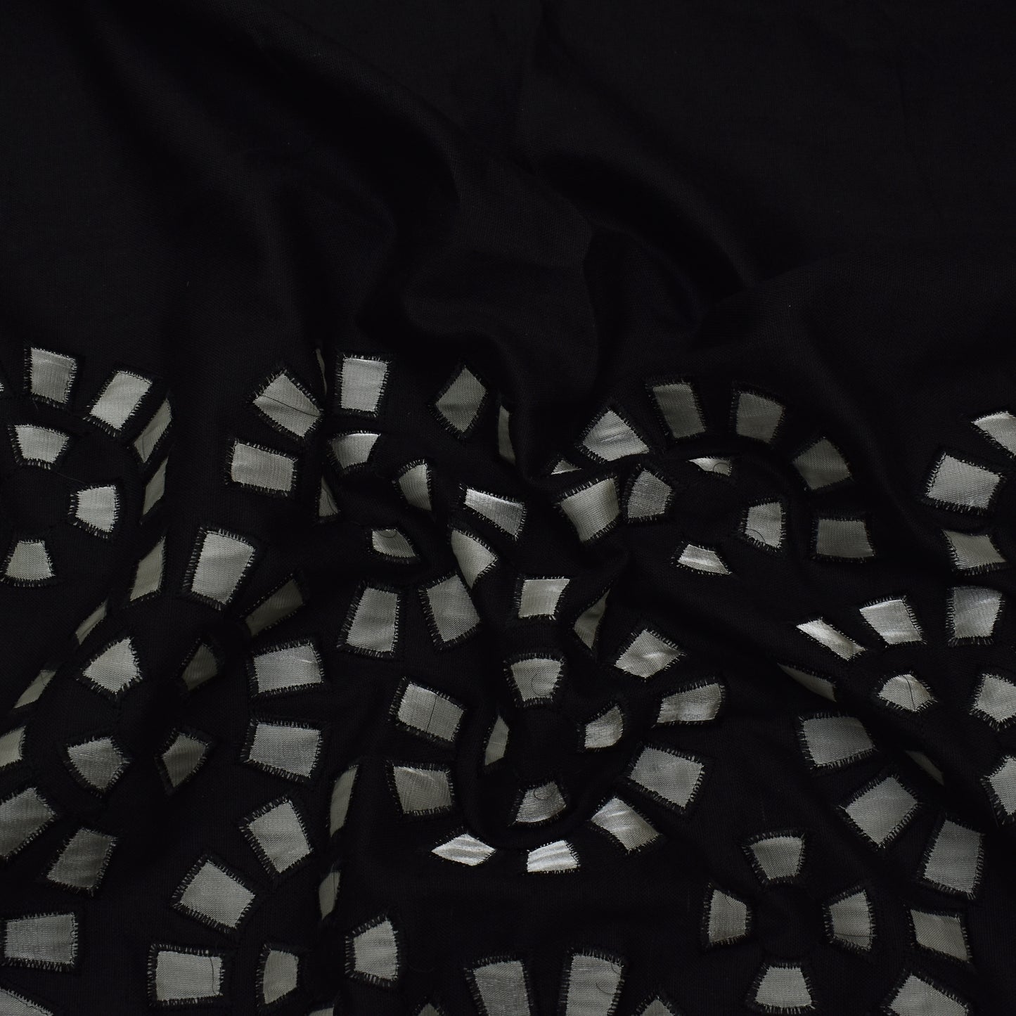 Black Color Organic Cotton Embroidery Fabric