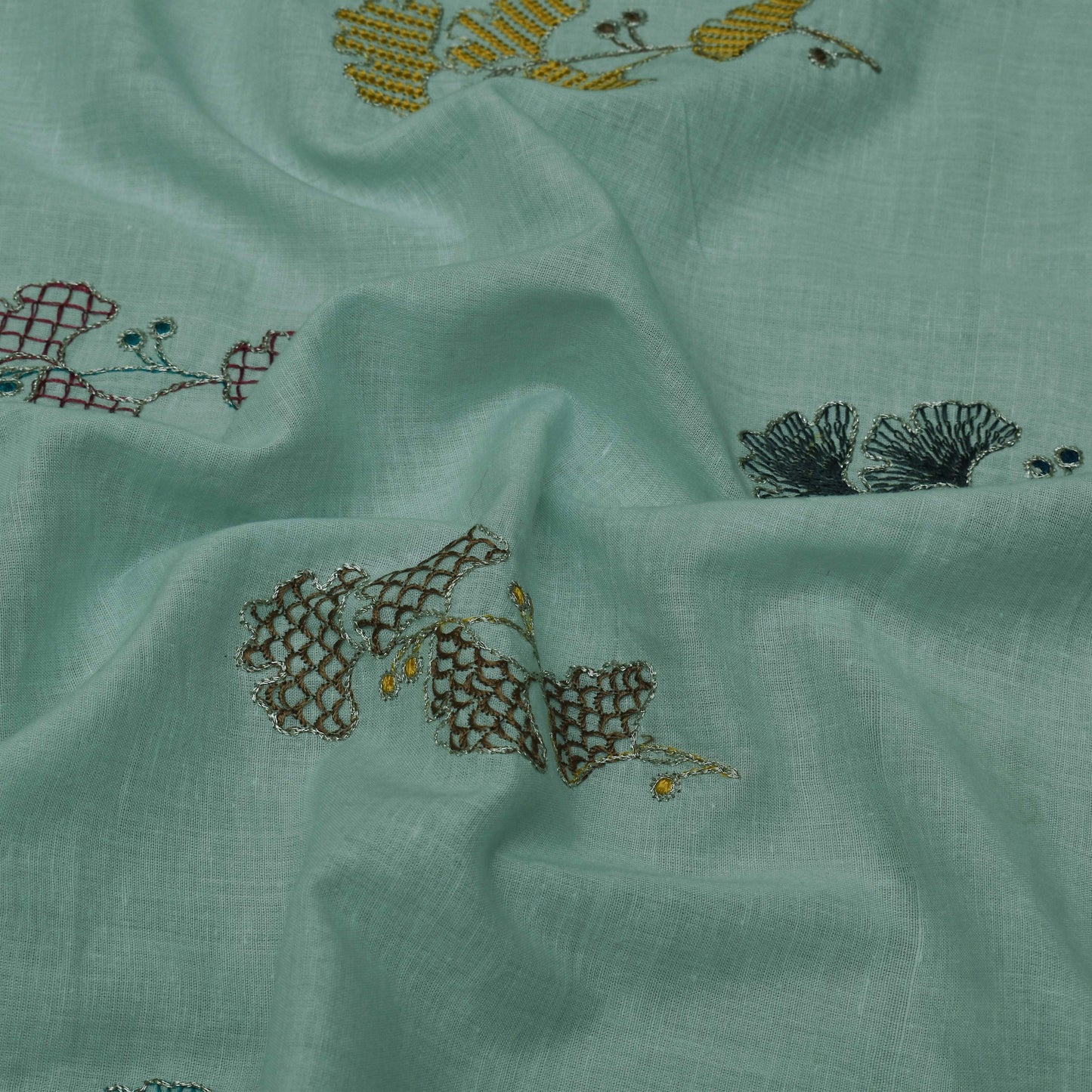 Sea Green Cotton Embroidery Fabric