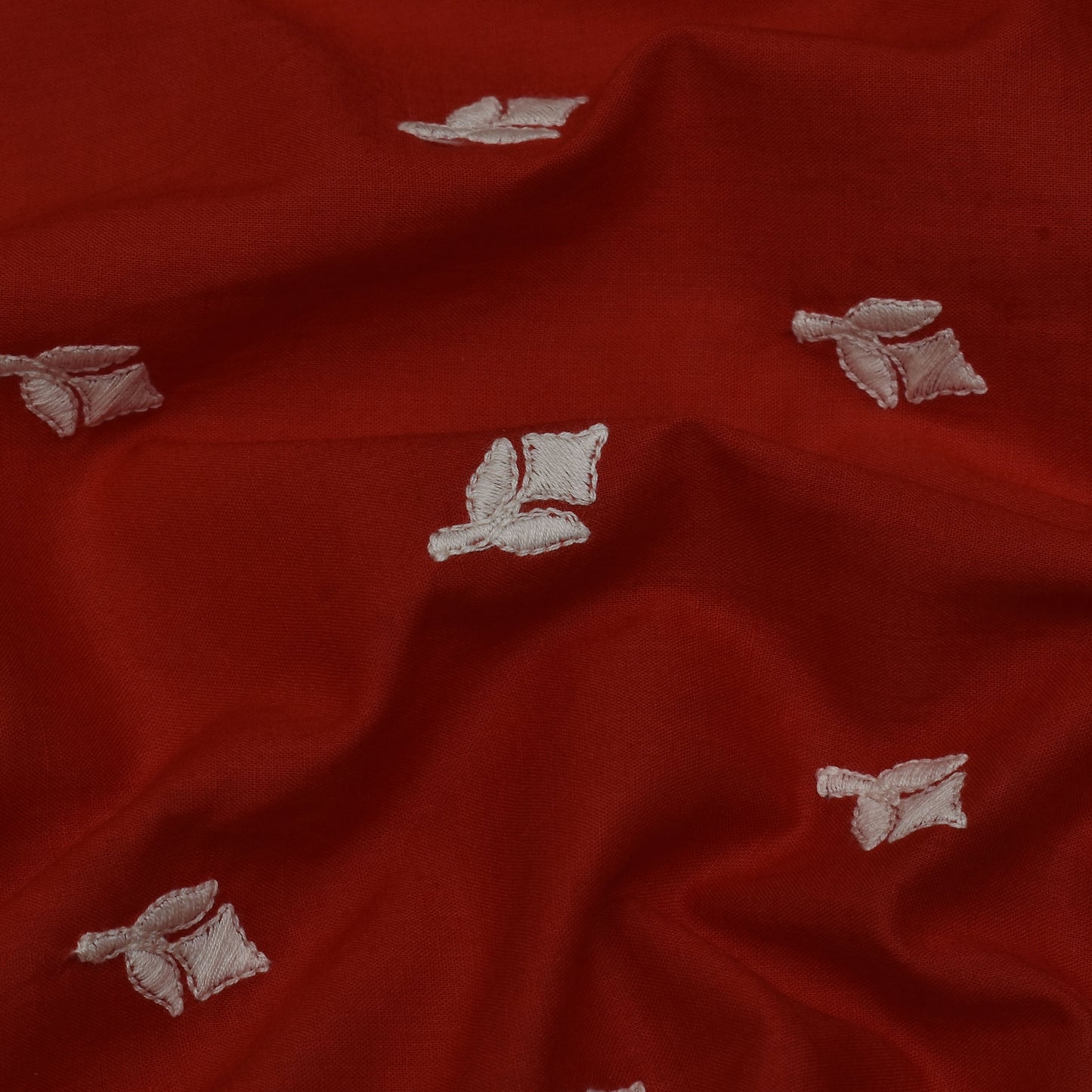 Red Color Cotton Booti Fabric