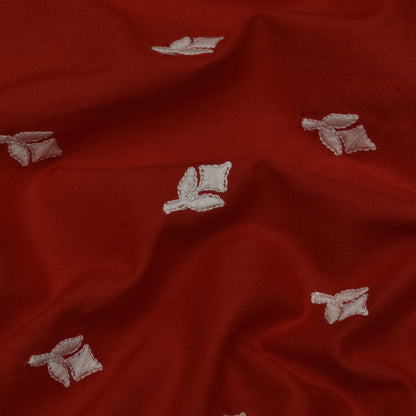 Red Color Cotton Booti Fabric