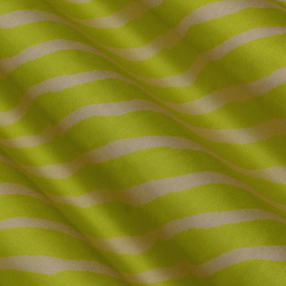 Lemon Color Slub Tussar Print Fabric