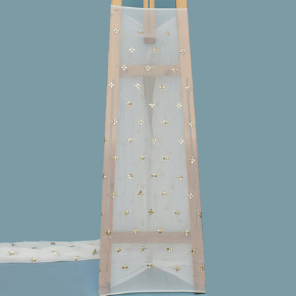 White Color Georgette Booti Fabric