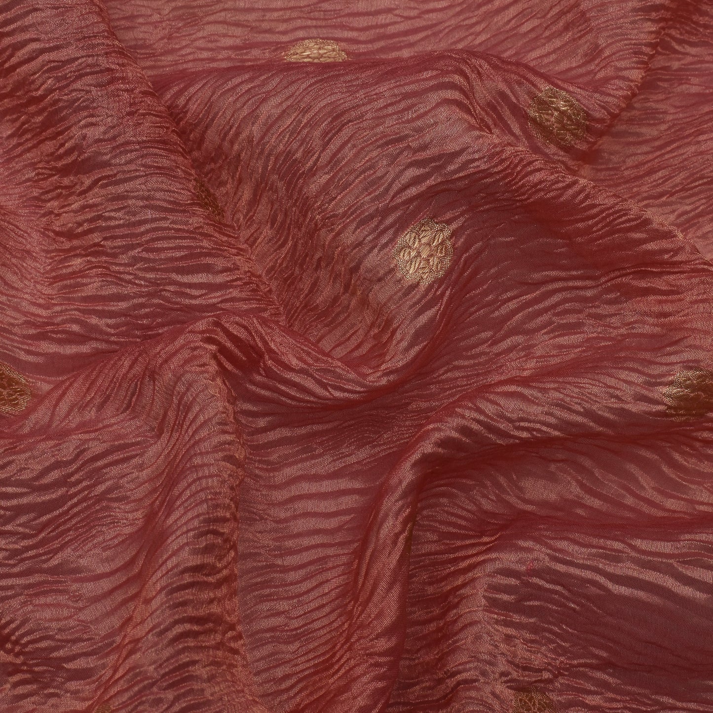 Copper Rust Color Crush Tissue Booti Fabric