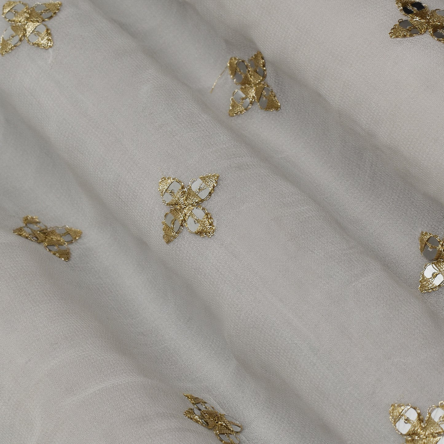 White Color Georgette Booti Fabric