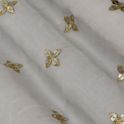 White Color Georgette Booti Fabric