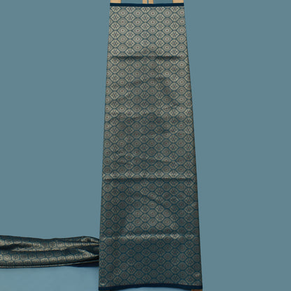 Pea Cock Blue Color Katan Meena Brocade Fabric