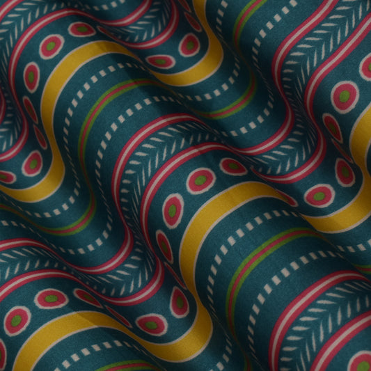 Multi Color Satin Silk Hydra Print Fabric