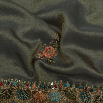 Mint Green Color Tissue Booti Embroidery Fabric