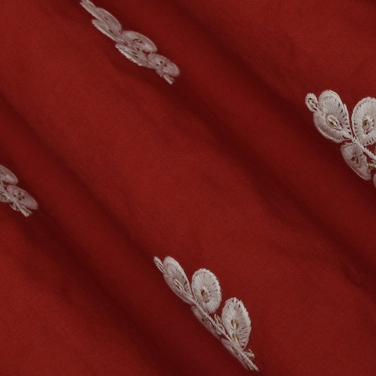 Red Color Cotton Booti Fabric