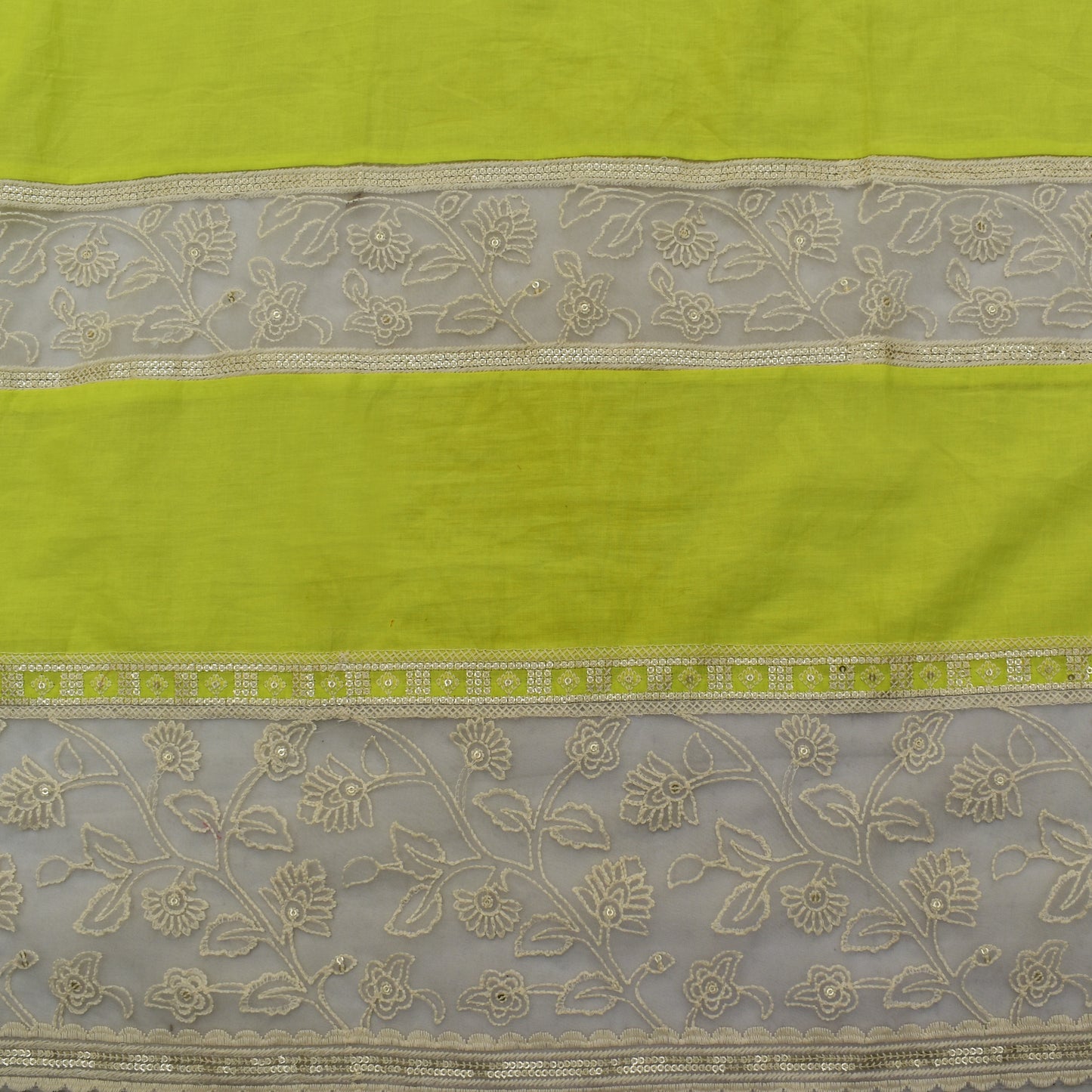 Parrot Green Color Cotton Plazo Embroidery Fabric