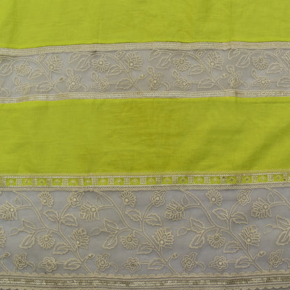 Parrot Green Color Cotton Plazo Embroidery Fabric