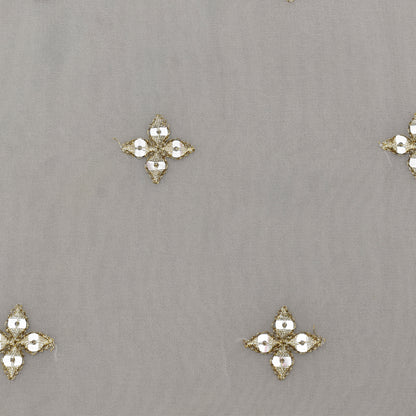 White Color Georgette Booti Fabric