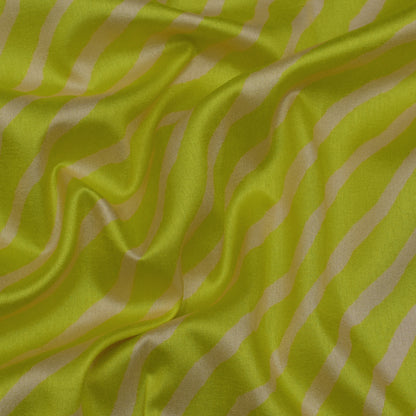 Lemon Color Slub Tussar Print Fabric