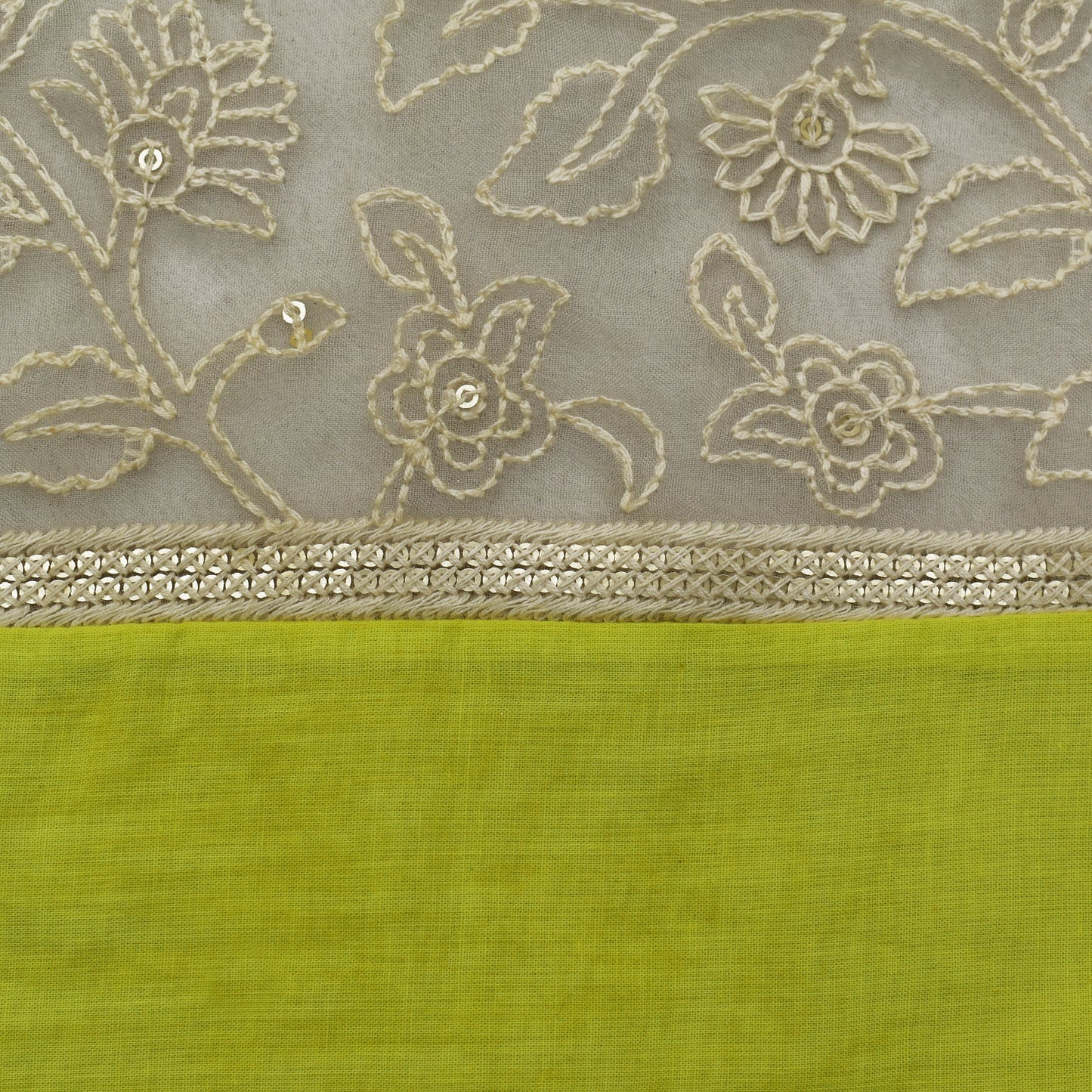 Parrot Green Color Cotton Plazo Embroidery Fabric
