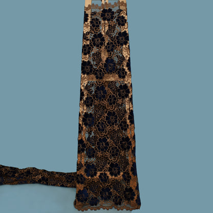 Navy Blue Color Velvet Cut Work Fabric