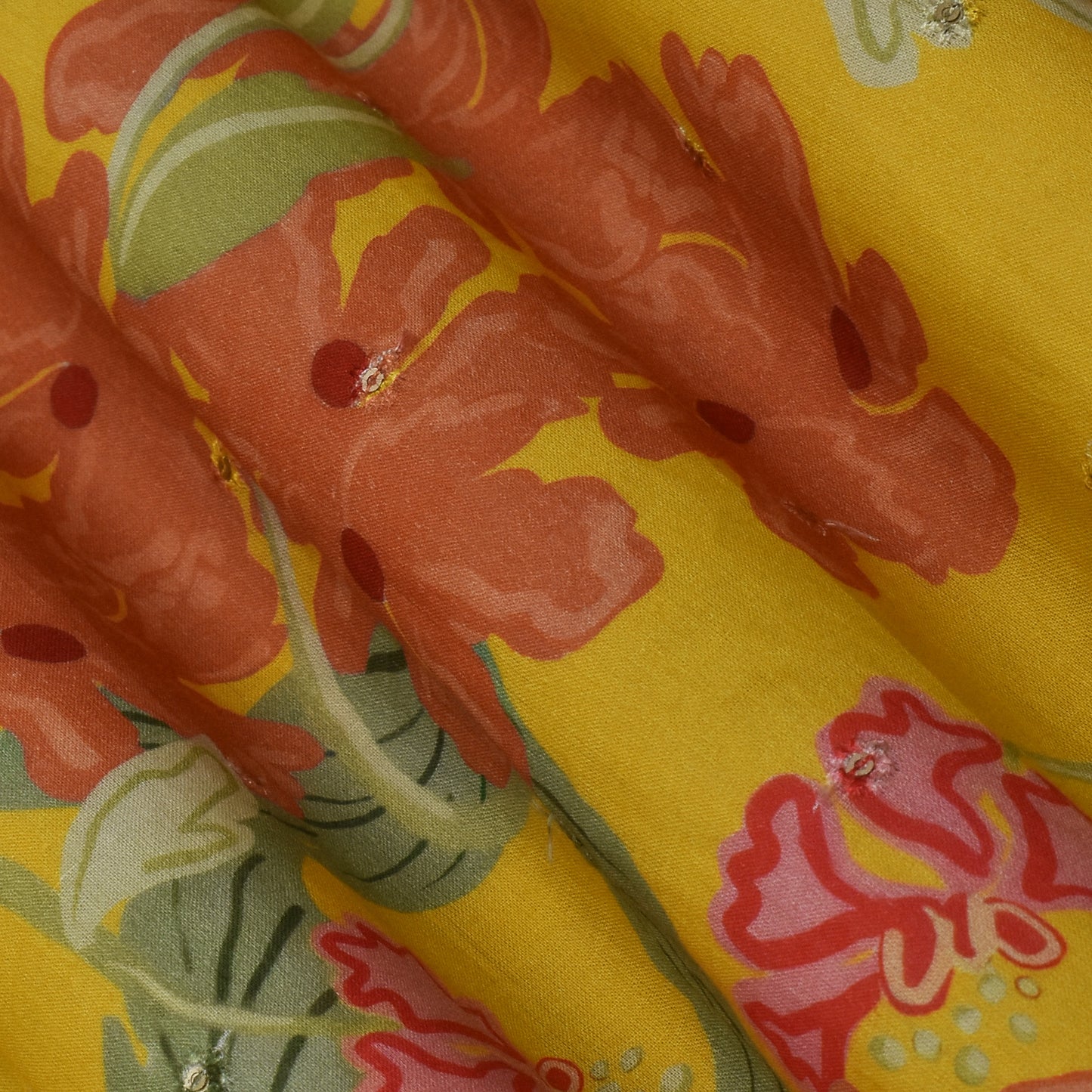 Multi Color Mulmul Print Booti Fabric