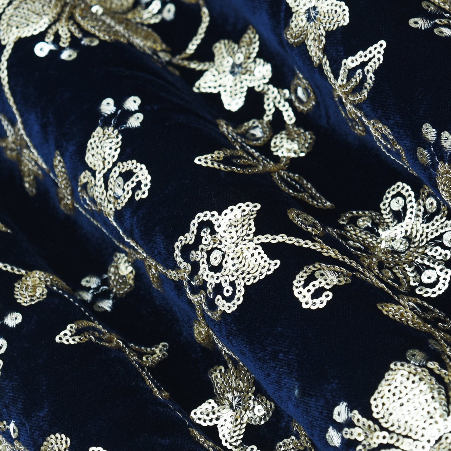 Velvet Sequins Embroidery Fabric