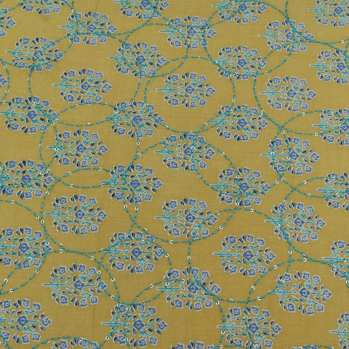 Multi Color Kora Cotton Embroidery Fabric (Cut Pieces 3Mtr)