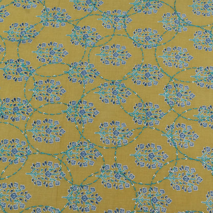 Multi Color Kora Cotton Embroidery Fabric (Cut Pieces 3Mtr)