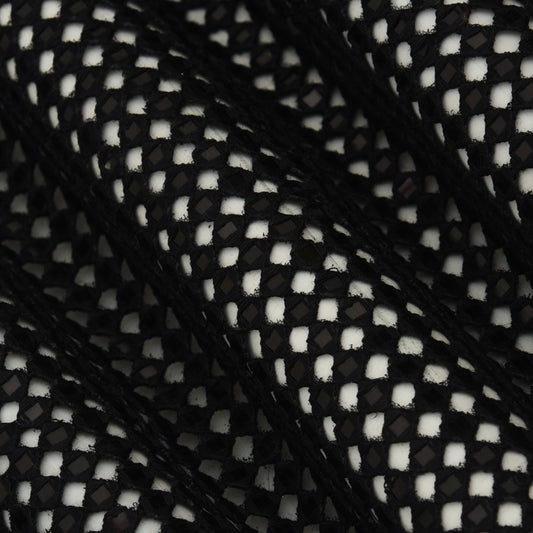 Black Color Net Embroidery Fabric