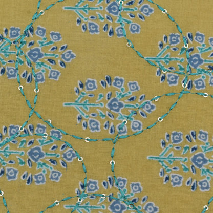 Multi Color Kora Cotton Embroidery Fabric (Cut Pieces 3Mtr)