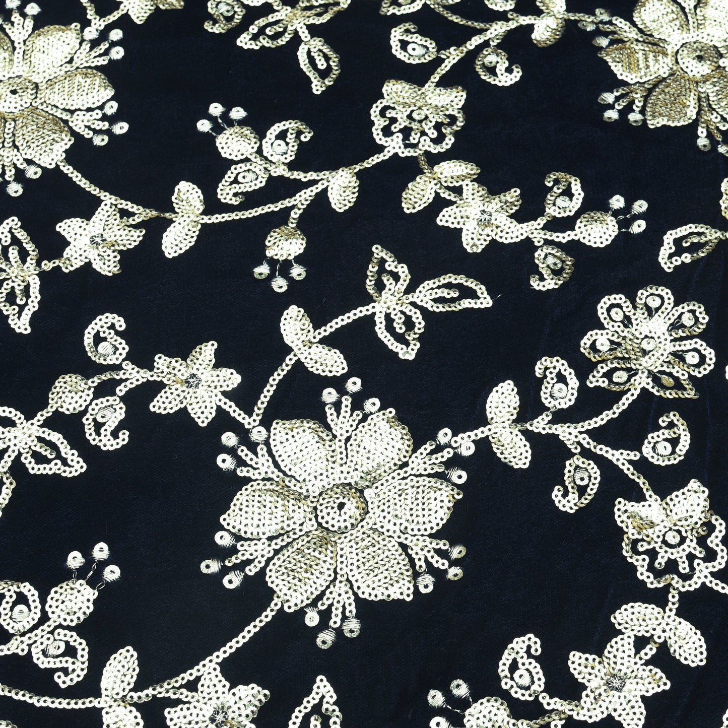 Velvet Sequins Embroidery Fabric