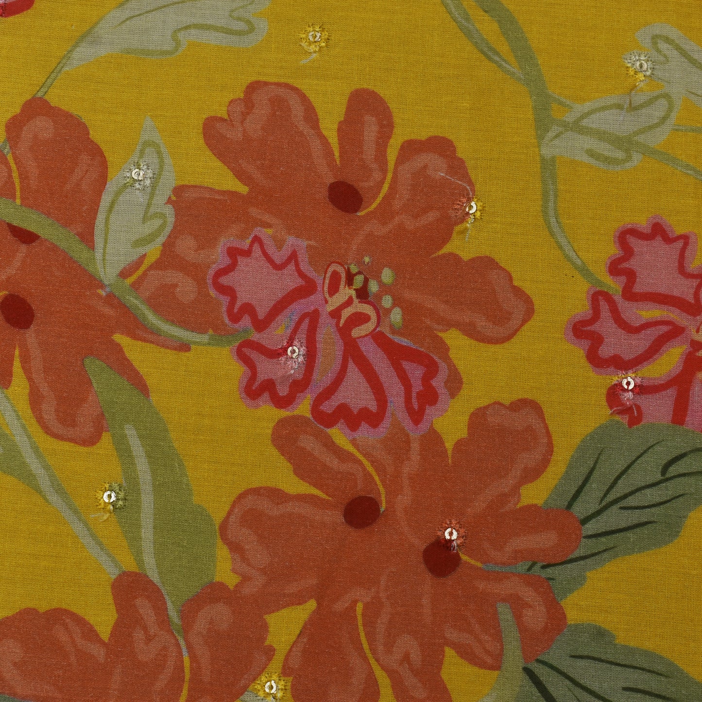 Multi Color Mulmul Print Booti Fabric