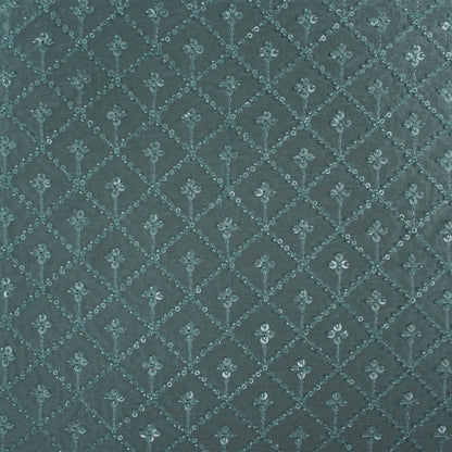 Green Color Chinon Embroidery Fabric