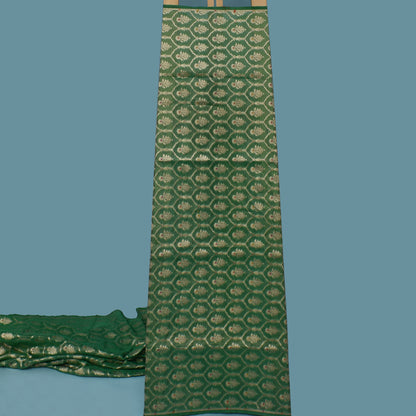 Green Color Tissue Brocade Fabric