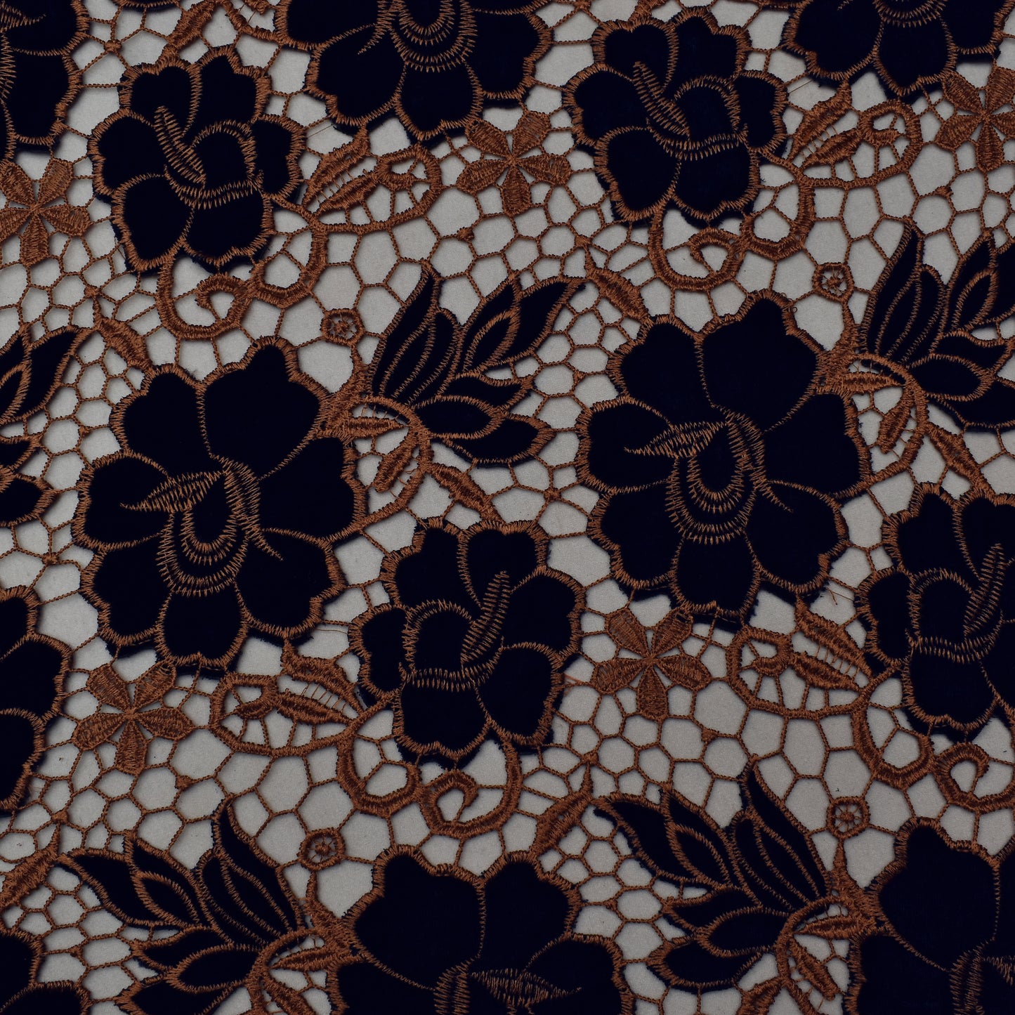 Navy Blue Color Velvet Cut Work Fabric