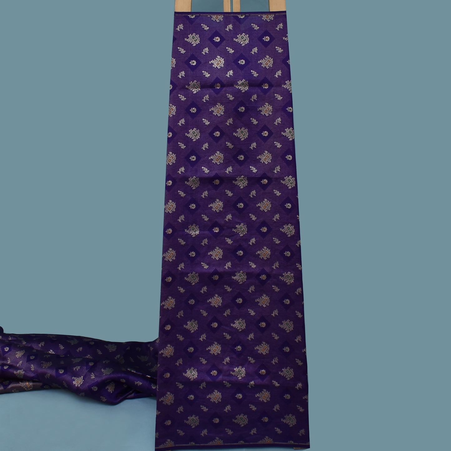 Purple Color Katan Meena Brocade Fabric