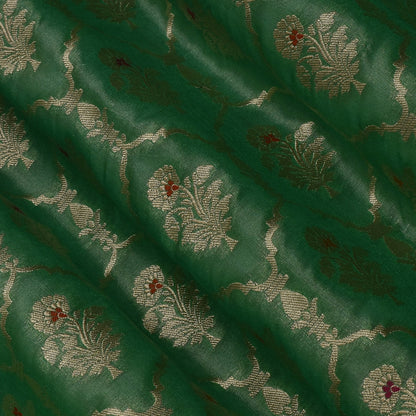 Green Color Tissue Brocade Fabric