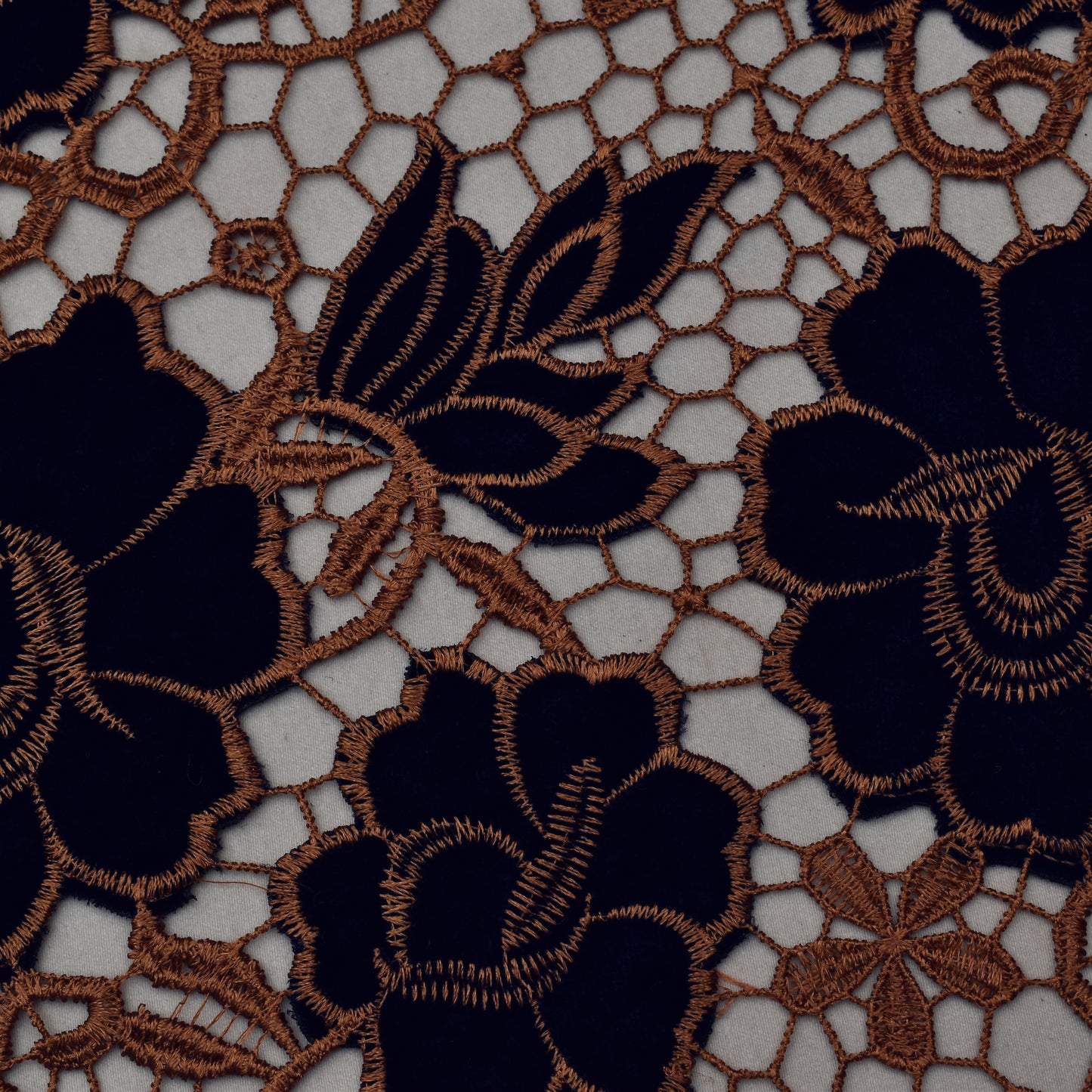 Navy Blue Color Velvet Cut Work Fabric