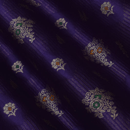 Purple Color Katan Meena Brocade Fabric