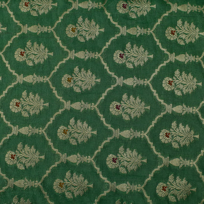 Green Color Tissue Brocade Fabric