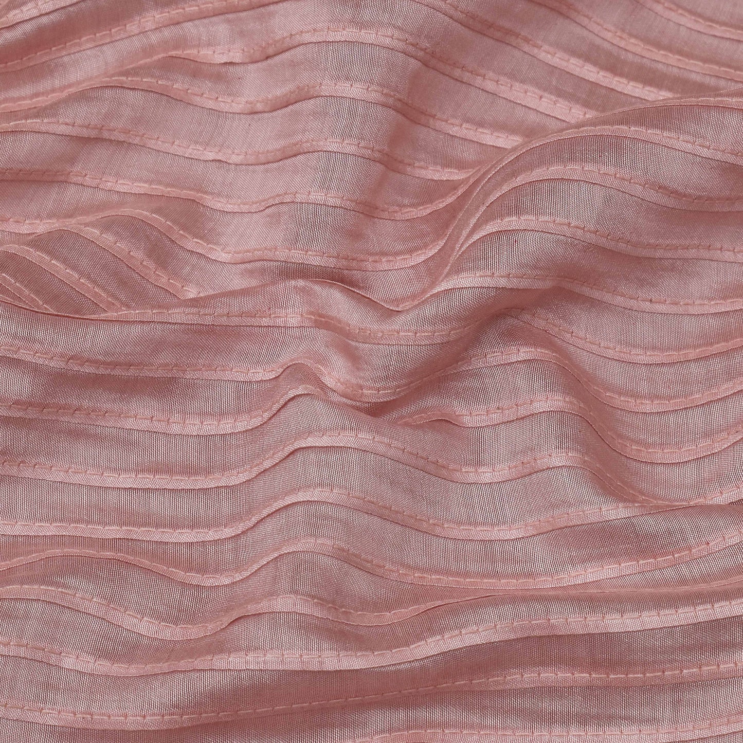 Gajri Color Chanderi Stripe Embroidery Fabric