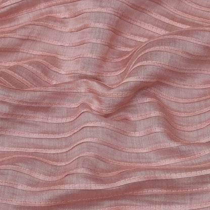 Gajri Color Chanderi Stripe Embroidery Fabric